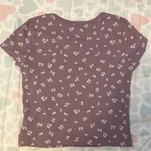 GAP Teen Waffle Purple Floral T-Shirt